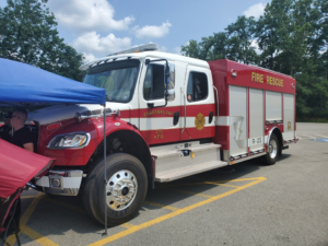 A parked firetruck belonging to Chartiers Township Volunteer Fire Department.